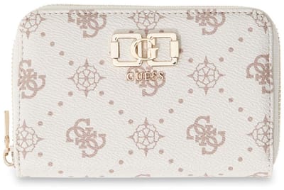 GUESS portemonnee Emelie Logo SLG Zip Around Wallet Vanilla Logo crème