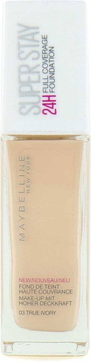 Maybelline SuperStay Full Coverage Foundation 03 True Ivory – Super Dekkende, Langhoudende Foundation met Matte Finish - Olievrije Foundation – 30 ml