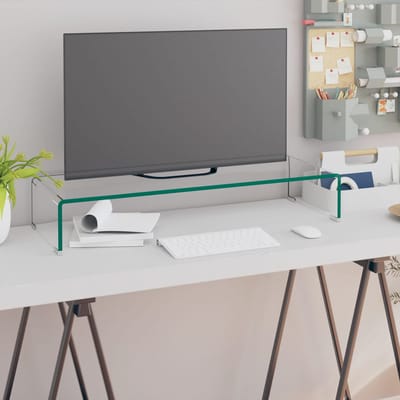 vidaXL - Tv-meubel/monitorverhoger - transparant - 80x30x13 - cm - glas