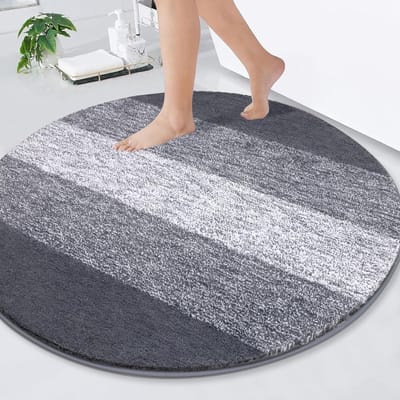 Badmatten, 120 cm antislip, machinewasbaar, cirkel badkamer vloermat voor bad douche entree (grijs)