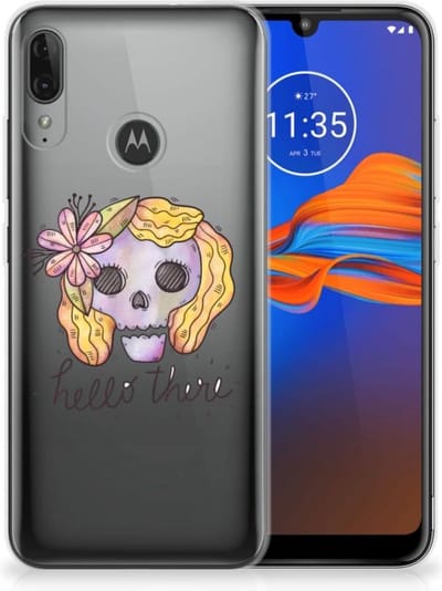 Silicone Back Case Motorola Moto E6 Plus Boho Skull