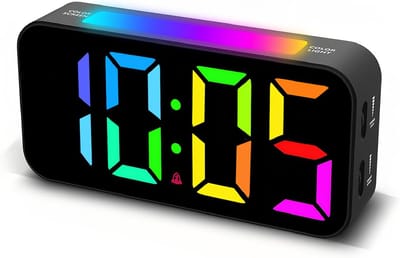 Digitale wekker - RGB wekker - Nachtlamp wekker - Digitale bedside klok - 9 kleuren verstelbaar - 3 alarm volumes - 7 inch groot display - Snooze functie - Dimbare verlichting - Slaapkamer - 16.7*3.6*8.4CM - Zwart