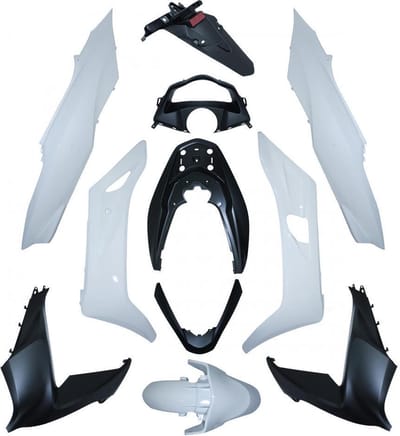 kuipenset voor honda 125 pcx scooter 2014 tot 2016 11-delig mat zwart glanzend wit