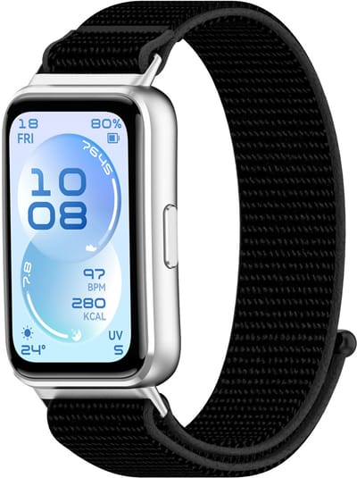Stravo Nylon Sportbandje met Klittenband – Geschikt voor Huawei Band 11 / Band 11 Pro – Ademend & Comfortabel – Zwart