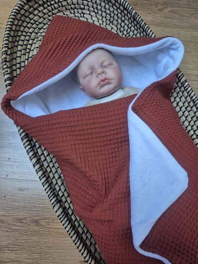 Wikkeldeken - Omslagdoek - Badcape - Roest Bruin / Badstof - 70x70cm / Baby Creaties