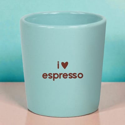 Espresso Kopje I Love Espresso – Porseleinen Espresso Mokje 75 ml – Klein Koffiekopje met Tekst – Cadeau voor Koffieliefhebbers