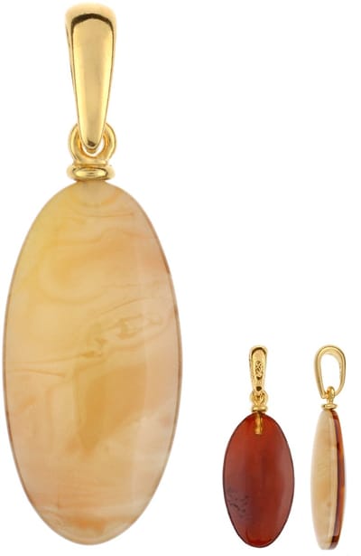 Cavill - Zilveren hanger met vergulde 925 sterling zilver - Baltische barnsteen ovale cabochon 2,667 ct - Tijdloos Barnsteen Sieraad cadeau voor dames