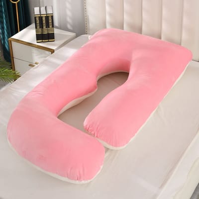OUTARO-Zwangerschapskussen J-vormig 150x60cm – Voedingskussen – Afneembare Hoes – Comfort voor Zijslapers & Ouderen-Roze