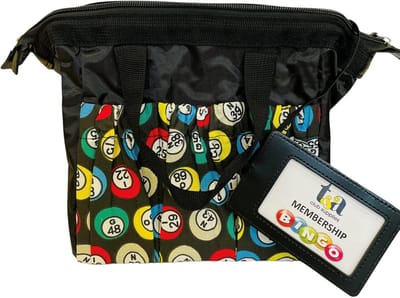 Zwarte Bingo Bag en Bingo Dabber Carrier met Lidmaatschaps- en Betaalkaarthouder voor Bingo Sessies