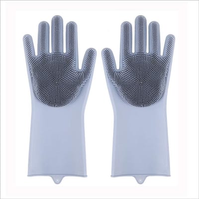 QTTVBTNA -Magische siliconen schoonmaakhandschoenen – hittebestendig afwashandschoenen met borstel, herbruikbaar voor keuken, badkamer, autowassen en dierenverzorging – 1 paar