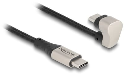 Delock USB-C kabel | haaks U-bocht/recht | USB2.0 | PD 60W | nylon | 1 meter