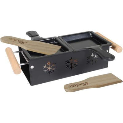 Casa di Elturo Raclette duo set op waxinelicht inclusief pannetjes, houten spatels en houder
