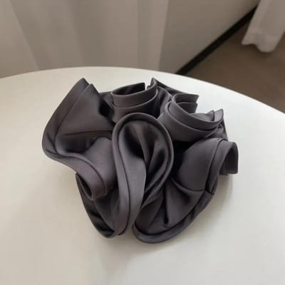 Grote Maat Scrunchie Ruche Elastische Haarbanden Meisjes Opsteekkapsel Hoofddeksel Elegante Lint Haarstrikken Vrouwen Haaraccessoires donkergrijze kleur