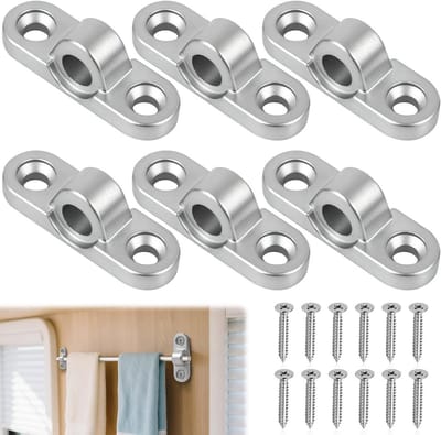 Set van 6 metalen oogjes voor campers en caravans, inclusief 12 schroeven, horizontale versie voor tenten en kamperen, ideaal voor wandmontage