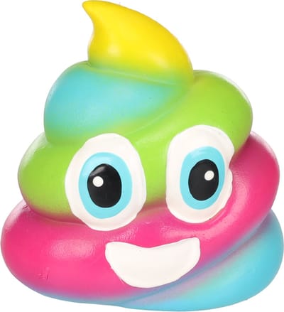 HS Tish latex lachende kakje 11x8x11 cm regenboogkleuren
