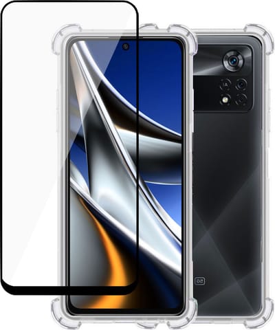 Hoesje geschikt voor Xiaomi Poco X4 Pro 5G + Screenprotector – Full Screen Tempered Glass - Extreme Shock Case Transparant