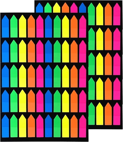 2000 Stuks Pagina Markers Index Tabs Pijlen Vlaggen Stickers Gekleurde Plaknotities Index Labels voor Boeken en Notities, 10 Sets