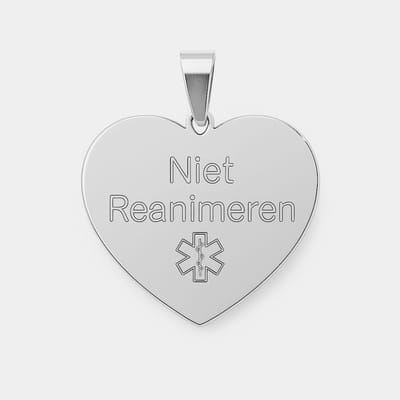 Lovelockers© | Niet Reanimeren Hart Hanger | Roestvrij Staal | Medische ID met Duidelijke Gravering