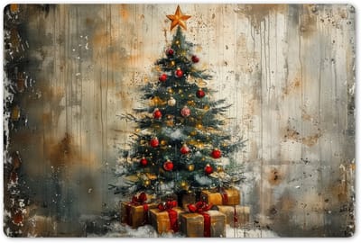 Placemats 45x30 cm - Placemat kunststof - 1 stuk - Kerstboom - Vintage - Kerst - Cadeau - Borden onderleggers - Decoratie voor op tafel - Keuken tafeldecoratie accessoires - Vinyl onderlegger - Tafelversiering
