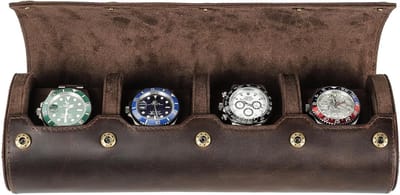 Leren Horloge Opbergdoos met 4 Slots, Luxe Horloge Organizer voor Mannen en Vrouwen, Perfect voor Cadeaus en Verzorging