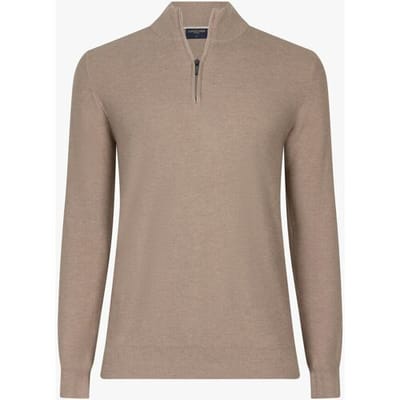 Cavallaro Napoli Trui Levanzio Half Zip Fine Texture Cotton Cashmere Taupe / male