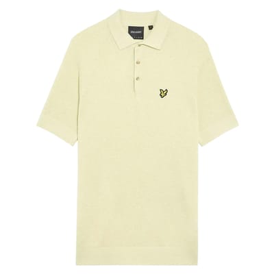 Lyle & Scott Heren Linnen Blend Gebreid Poloshirt (Beige)