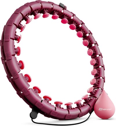 Hop-Sport Hula Hoop HS-106HH, met gewicht en 24 noppen, maat verstelbaar, voor volwassenen - massage & fitness & buikspiertraining, donker roze