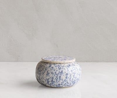 Seres Mini Urn – Handgemaakt Keramiek – Wit / Blauw Gespikkeld – 200 ML - Inclusief Aszak