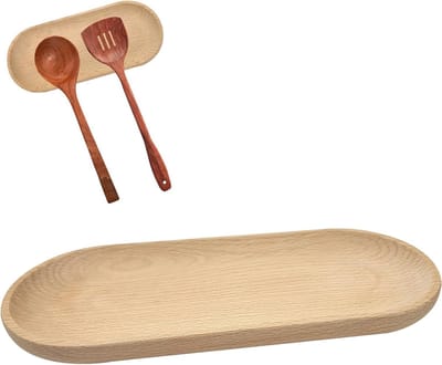 Natuurlijke Houten Retro Lepelhouder voor Keuken Gereedschap, Spatula's, Lepels en Tangen - Lichtbruin - 2 Stuks, Duurzaam en Stijlvol Keukenaccessoire