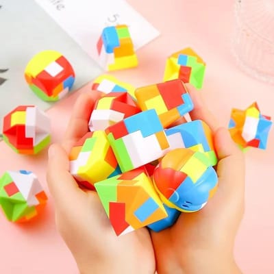 6 Stuks Kleurrijke Magische Bal Kubus Puzzel Doolhof Speelgoed voor Kinderen Hersenkraker Educatief Speelgoed voor Kinderen Verjaardagsfeestje Bedankjes Volwassen Cadeau yellow