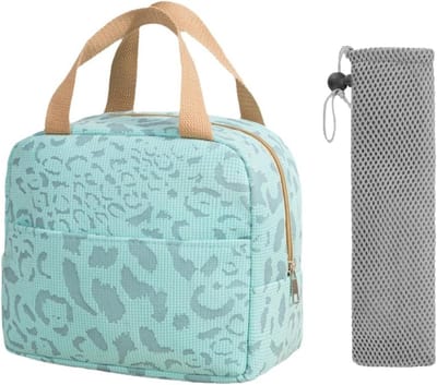 Stijlvolle Geïsoleerde Lunchtas voor Vrouwen, Praktische Koeltas voor Werk en School, Inclusief Bestekzak en Ruime Opbergruimte