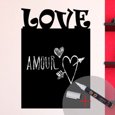 Schoolbordsticker - uitwisbare zelfklevende muurstickers - LOVE + WITTE VLOEIBARE KRIJT - 65x45cm