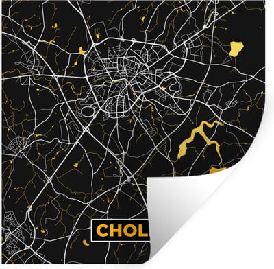 Muurstickers - Sticker Folie - Plattegrond – Cholet – Stadskaart – Kaart – Frankrijk - 100x100 cm - Plakfolie - Muurstickers Kinderkamer - Zelfklevend Behang XXL - Zelfklevend behangpapier - Stickerfolie