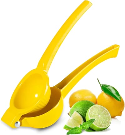 Citrusknijper - Citroenperser - Limoenpers handmatig - Handcitruspers - Handmatige sapcentrifuge - Dubbellaagse citroenklem - Handmatig persmodel - 22 cm x 7,5 cm - Geel - Pers gemakkelijk citroenen en limoenen