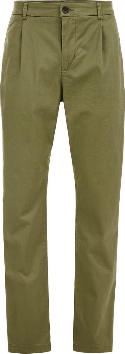 WE Fashion Heren tapered fit broek met bandplooi en stretch
