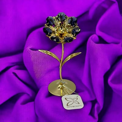 Kristallen zonnebloem 24K goud verguld met Bohemia kristallen
