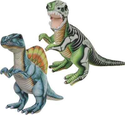 Speelgoed set van 2x pluche dino knuffels T-Rex en Stegosaurus van ongeveer 30 cm