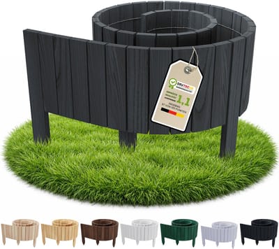 Floranica borderrand plantenborder 10 x 200 cm antraciet, flexibele houten graskant en tuinafsluiting rollborder