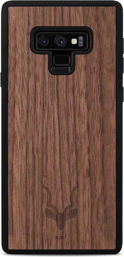 Kudu Samsung Galaxy Note 9 hoesje case - Houten backcover - Handgemaakt en afgewerkt met duurzaam TPU - Walnoot - Zwart