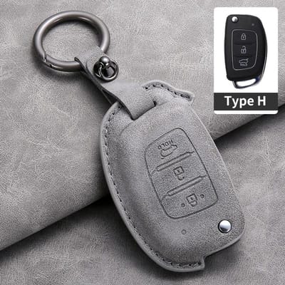 Voor Hyundai Grand I10 Ix35 Ix45 I20 I30 Hb20 Elantra Solaris Sonata Santa Fe Sport Tucson Lederen Klap Sleutelhoesje Cover gray
