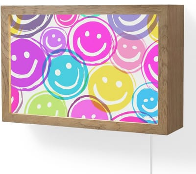 Wandlamp 30x20 cm - Oplaadbaar - Smileys - Kleurrijk - Neon - Wandlampen binnen woonkamer - Slaapkamer lamp met kabel - Decoratieve nachtlamp - Vloerlamp snoer