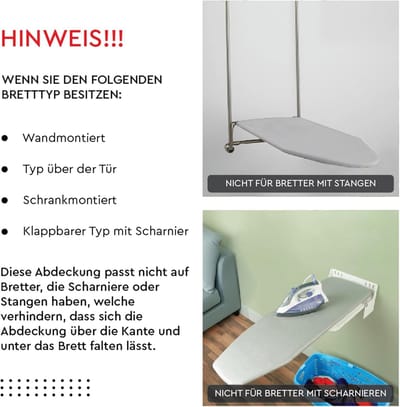 Strijkplankovertrek Resistent Katoen met Dikke Viltvulling (125x39 cm)