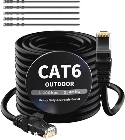 Ethernet-kabel 20 meter voor binnen en buiten, waterdicht, Gigabit netwerkkabel, UTP, RJ45 LAN-patchkabel voor POE-camera, router en switch