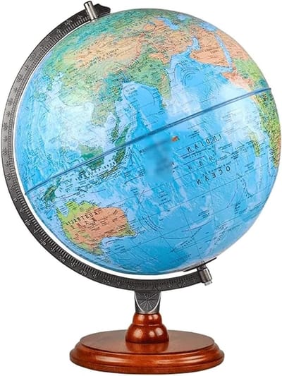 3D Relief Globe - Wereldbol Educatief - Geografie Leren - Chinese Engelse Kaart - 32cm Diameter - Blauw