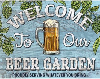 Metalen wandbord Beer Garden Bier - 31,5 x 40,5 cm.