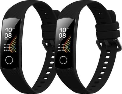 kwmobile 2x horlogebandjes geschikt voor HONOR Band 5 / Band 4 bandje - Smartwatch bandjes van TPU - Activity tracker horloge band in zwart