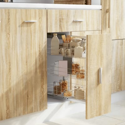 vidaXL - Draadmand - keuken - uittrekbaar - 3-laags - 47x25x56 - cm - zilverkleurig