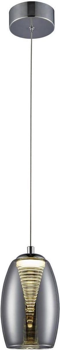 BRILLIANT lamp Metropolis LED hanglamp 1-lichts chroom / rookglas | 1x 5W LED geïntegreerde COB, 500lm, 3000K | In hoogte verstelbaar / kabel inkortbaar | Energiezuinig en duurzaam dankzij het gebruik van leds