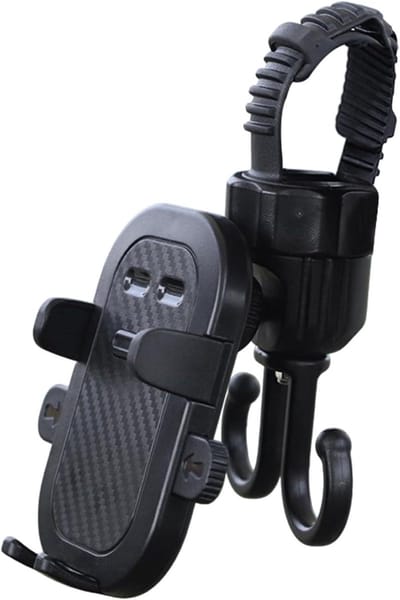 Kinderwagen Telefoonhouder - Luiertas Haak - Onderweg Organiseren - 2-in-1 Functionaliteit - 15.5x8.5cm - Zwart