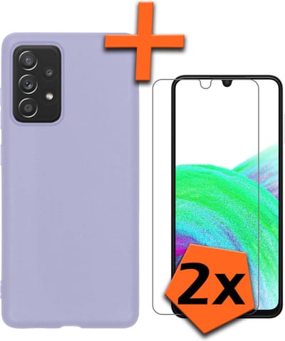 Hoes - Met 2x Screenprotector - Geschikt voor Samsung Galaxy A33 - Sterk & Shockproof - Back Cover - Siliconen Case - Telefoon Hoes - Lila